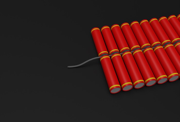 Photo 3d render diwali crackers for diwali festival banger for asian holiday.