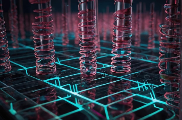 3D 렌더링 DNA 이중 나선 구조