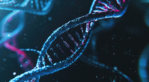 3D Render of DNA Helix Structure in Blue