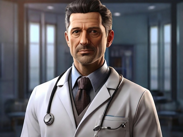 3d render doctor man character