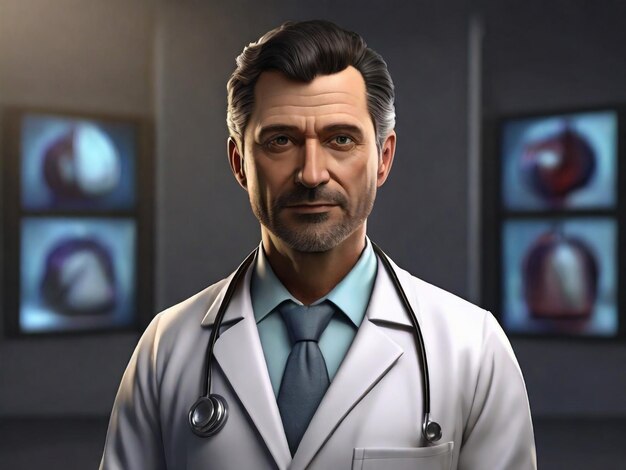 3d render doctor man character