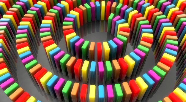 3D render domino-effect