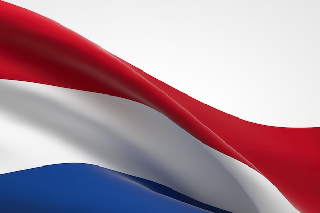 Photo 3d render of the dutch flag waving.