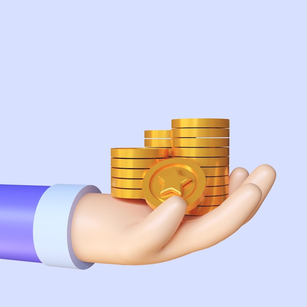 3d render of earn point concept loyalty program and get rewards isolated on purple background