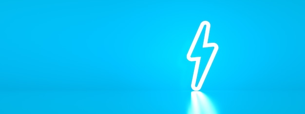 3d render of electric power symbol over blue background, panoramic image