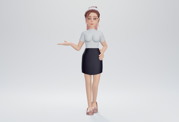 3d render Elegant business woman showing