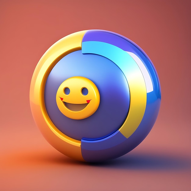 3D render Emoji van lachend gezicht in cirkel