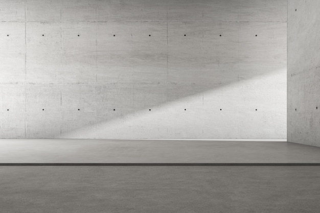 3d render of empty concrete room with shadow on the wall.