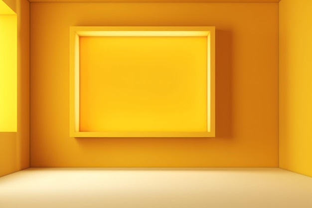 3D render of empty room with shadows of window for display product Yellow studio background for product presentation