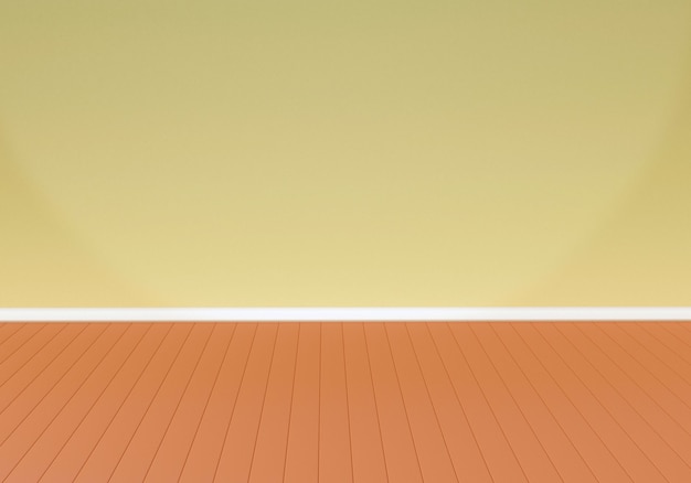 暖かい色調の壁と床のある空の部屋の3Dレンダリング