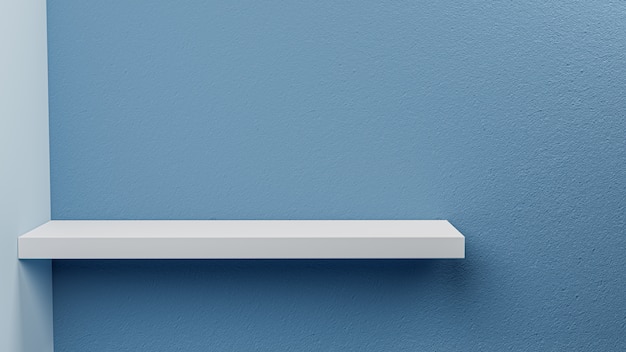 3D Render empty shelf on wall .