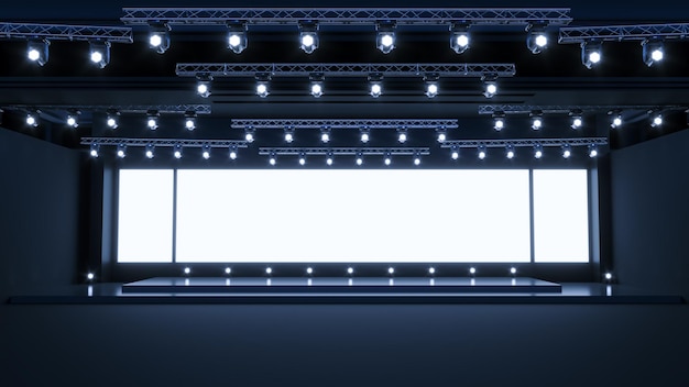 3D render of Empty stage Design for mockup and Corporate identity Scene event led Show on the stage