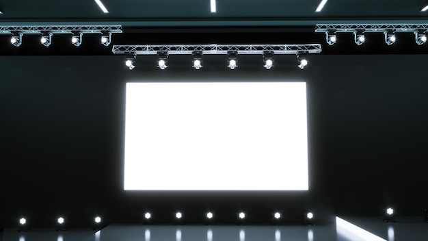 3D render of Empty stage Design for mockup stage event with led screen