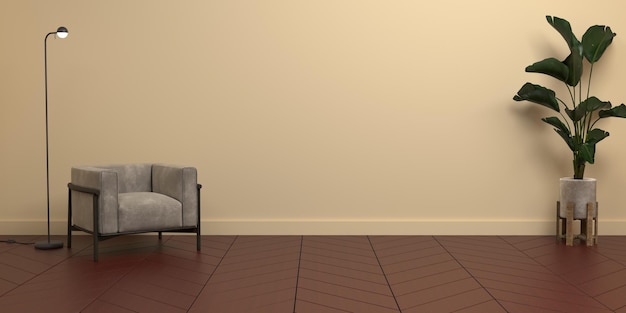 3d render empty wall