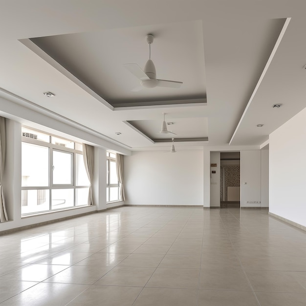 Photo 3d render empty white room with a wooden floor