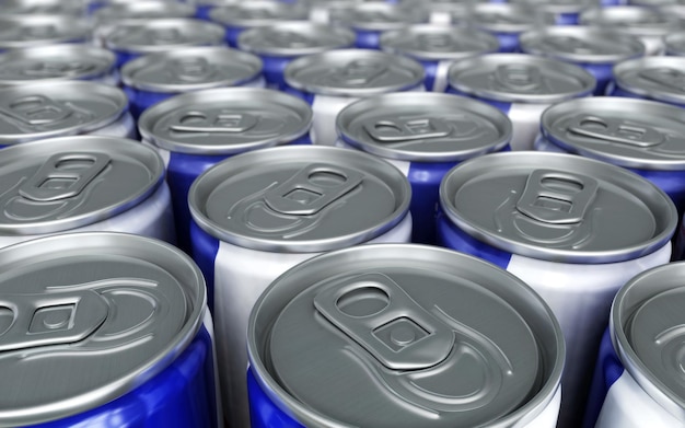 3d render Energy Drinks Cans (Depth Of Field)