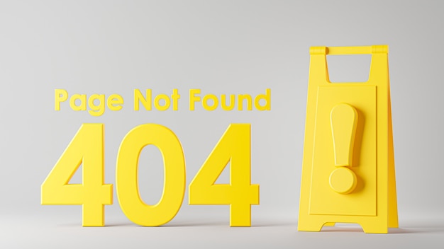 Photo 3d render of error 404 page not found for your mockup design