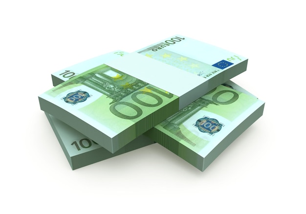 3d render Euro 100 banknote currency (clipping path)