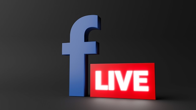 Photo 3d render of facebook live icon