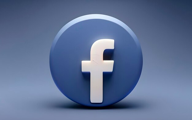 Photo 3d render of facebook logo icon