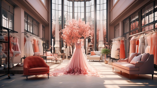 3d render of fashion dress store Generative AI