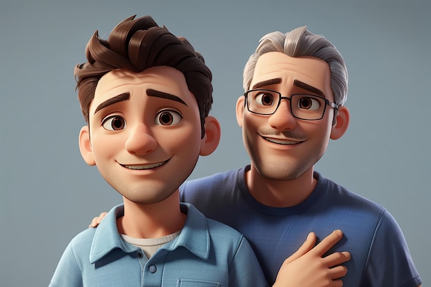 3d render of a father and son