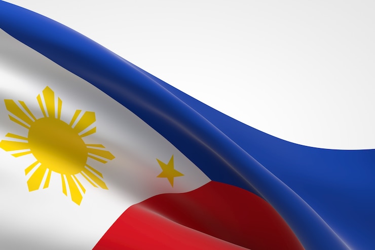 Photo 3d render of the filipino flag waving.