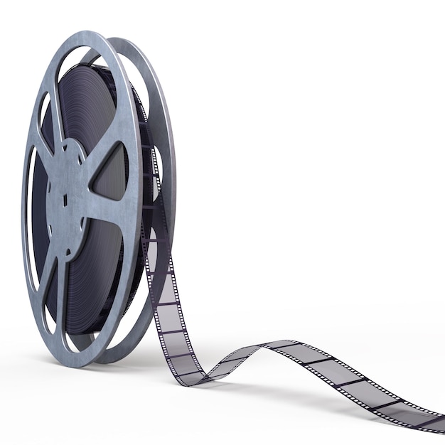 Photo 3d render film reel strip (clipping path and isolated on white)
