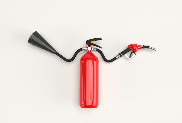 3D Render Fire Extinguisher Pastel Color Background.