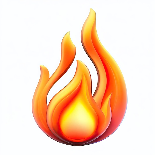 Foto 3d rendering di fiamme fiamma icona di colore arancione logo realistico gas caldo per emoticon ai generativa