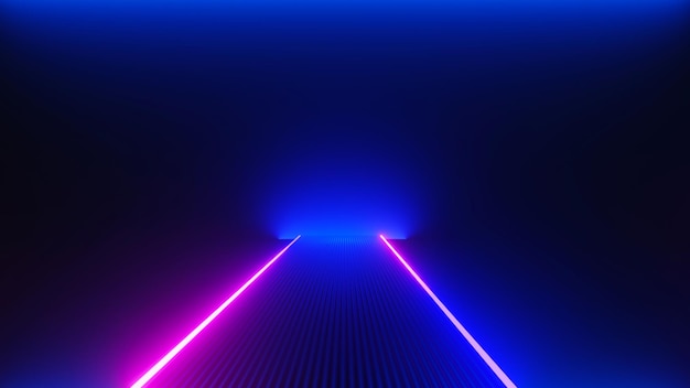 3d render of flash neon and light glowing on dark scene Speed light moving lines