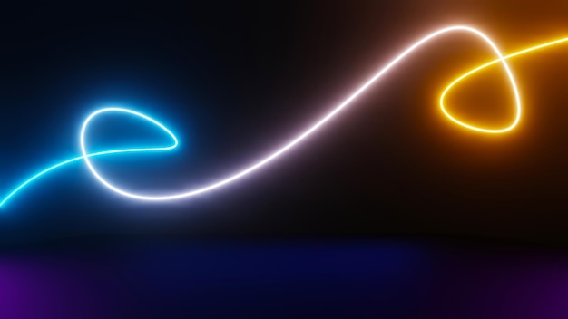 3d render of flash neon and light glowing on dark scene Speed light moving lines