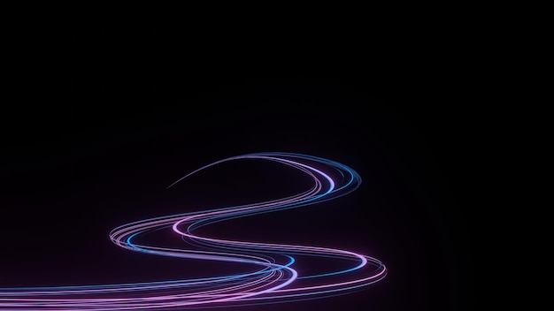 3d render of flash neon and light glowing on dark scene Speed light moving lines