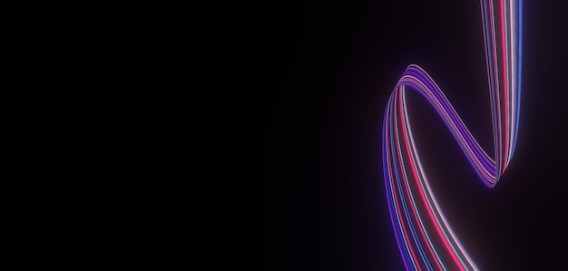 3d render of flash neon and light glowing on dark scene Speed light moving lines