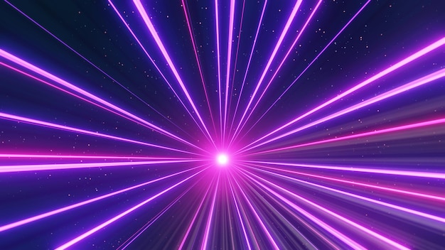3d render of flash neon and light glowing on dark scene speed light tunnel through the city or urban technology internet of future network sci fiction of hyperspace interstellar travel