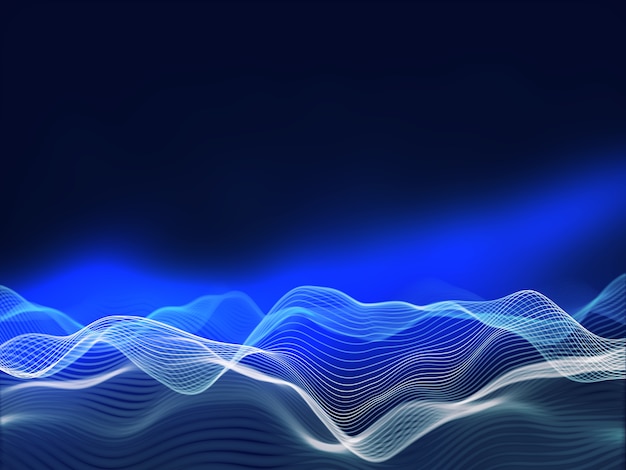 3D render of a flowing waves background, network communications design