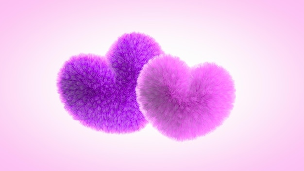 3d render fluffy heart love for wedding background