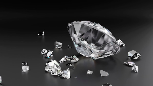 3d render Fonkelende diamant gebroken