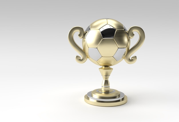 3D Render football trophy cup isolated on Color Background.