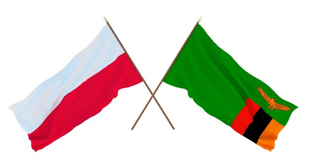 3d_render_for_designers_illustrators_national_independence_day_flags_poland_and_zambia