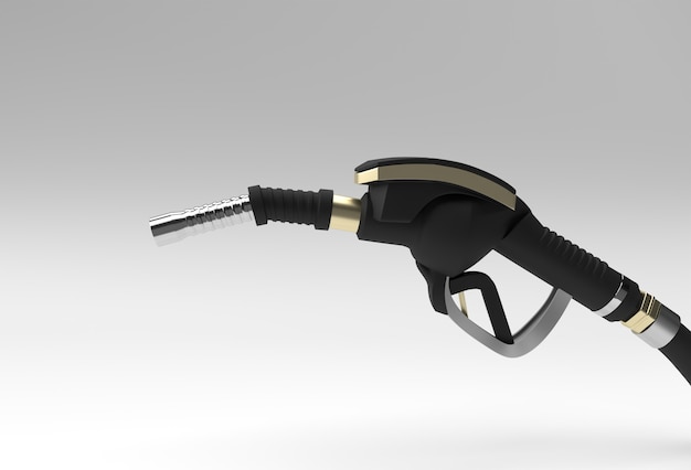 3D Render fuel pump nozzle isolated on Color Background.