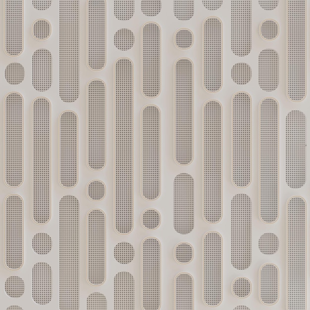 3D Render Futuristic Abstract plate White Gold Steel Perforated for background