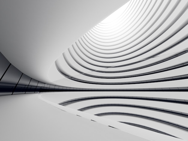 3D render of futuristic architecture, Skyscraper building with curve glass window.