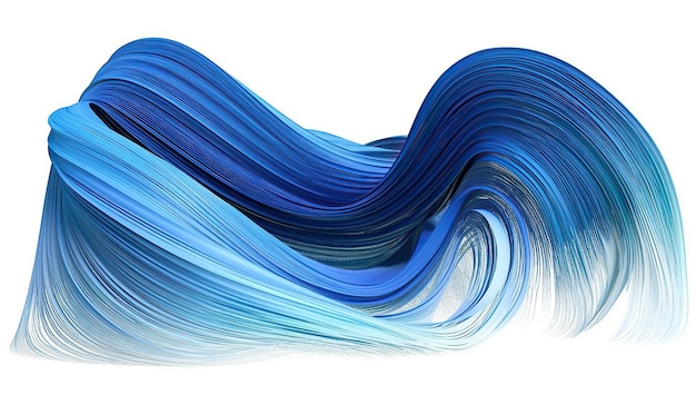3d 렌더링 미래형 블루 웨이브 모양