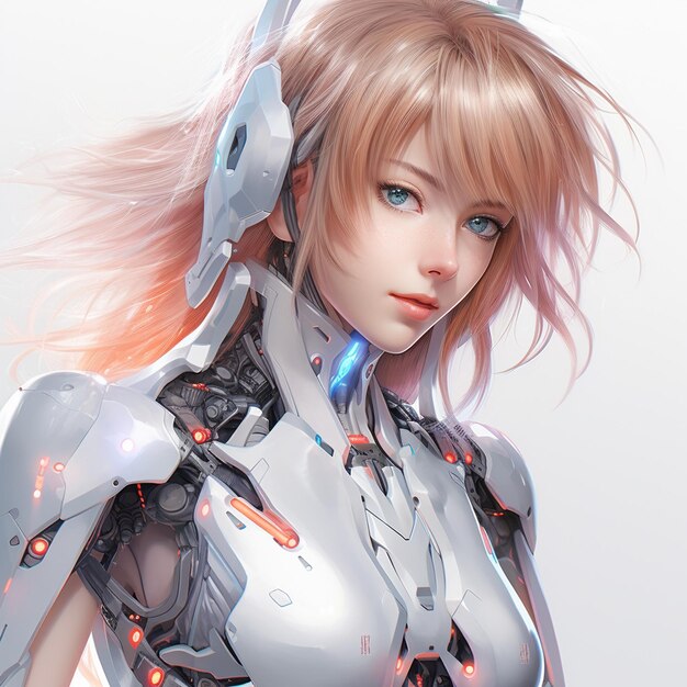 Premium Photo  3d render of mecha robot anime girl