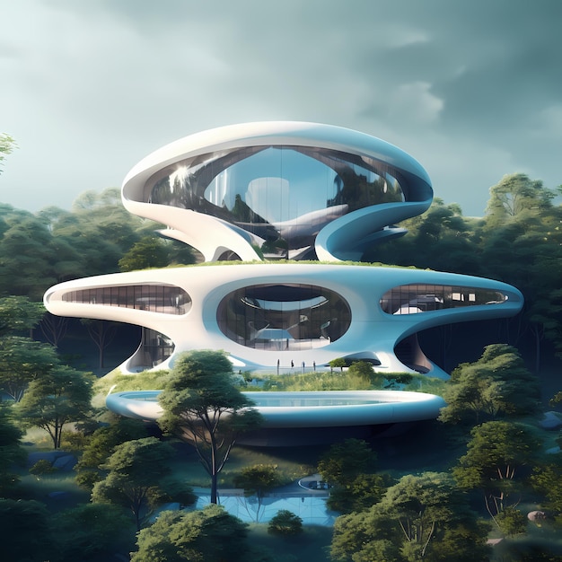 3d render of futuristic eco buildings