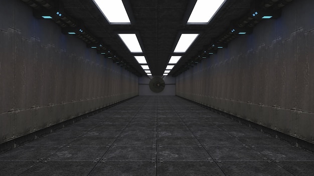 3d render Futuristic interior corridor architecture