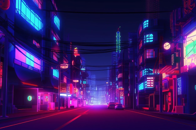 3D Render of a Futuristic Neon Summer City