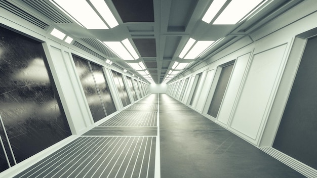 3d render Futuristic scifi corridor