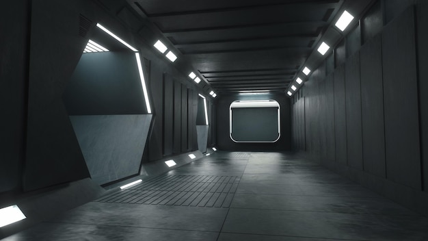 3d render Futuristic scifi corridor